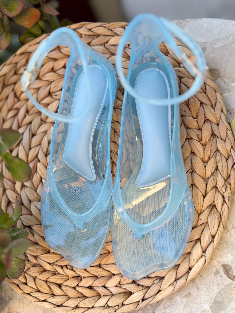 Women’s Clear Blue Jelly Slingback Sandals
